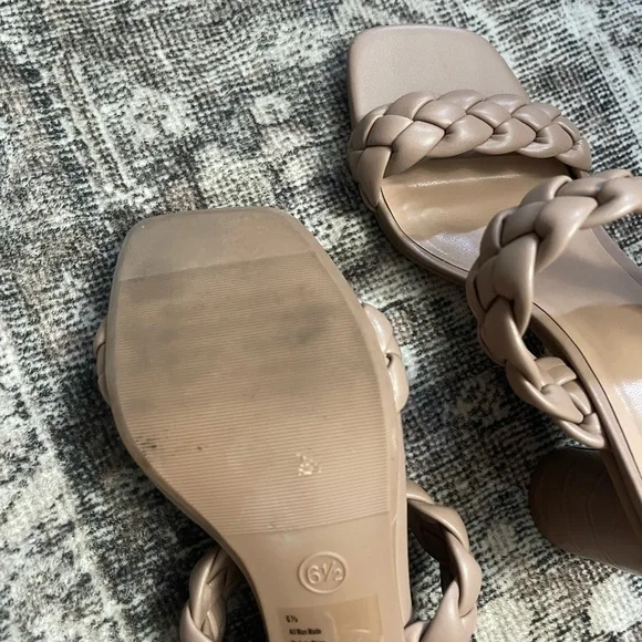 Leather braided mule sandal heels nude 6.5 - Picture 6 of 8